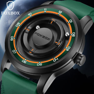 FOXBOX Fashion Green Silicone Watch For Men Outdoor Sports Waterproof Scrolling Pointer Magnetic Force Mens Quartz Wristwatch