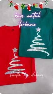 DEKAOS SHOP kaos Natal wanita anak pria couple family keluarga terbaru baju rohani Kristen Katolik Christmas blessed Santa Claus Sinterklas Joy to the world katun kekinian 3038 pohon Natal hologram