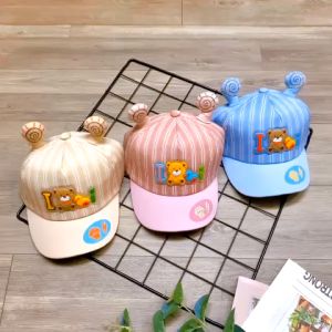 Nón kết LADISO hình gấu con thêu nổi phối cùng tai gấu 3D siêu yêu cho bé trai và bé gái - NN28