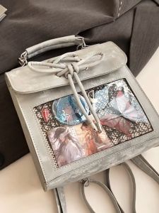 Balo 2in1 túi chéo Ulzzang thắt nơ phong cách Hàn Quốc balo mặt trong suốt xinh xắn 6081
