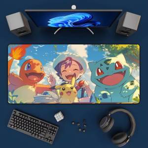 Bandai | Pokemon Anime Rubber Gaming Mouse Pad Large Keyboard Desk Mat With 2MM Lock Edge Mousepad