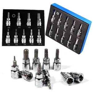 3/8inch Drive Drill Metric Tools Kit Durable Impact Socket Set Hex Bit Socket Set Sturdy Allen Key Sockets Professional