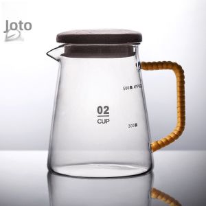 JOTO | Drip Coffee Pouring Pot with Wooden Lid and Heat-Resistant Glass