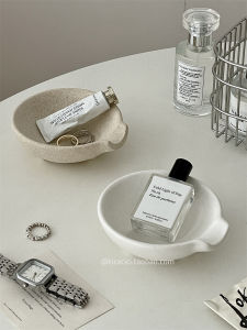 จานเก็บของเซรามิกสไตล์นอร์ดิก จานโชว์เครื่องประดับแบบเปิด กันน้ำ ขนาดเล็ก เหมาะสำหรับใช้ในบ้าน จานเก็บของสำหรับโต๊ะทำงาน