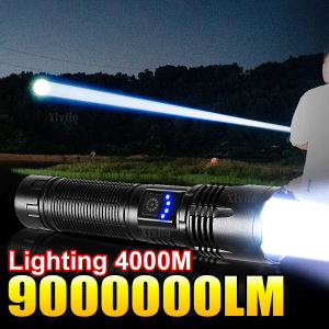 9000000LM LED Strong Light Flashlight Portable Rechargeable Lamp Built-in Battery Long Range Tactical Lantern Outdoor Lights