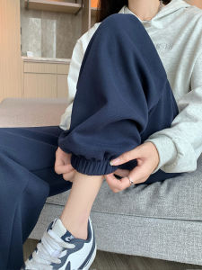 Quần Thể Thao Nữ Dáng Rộng Thoải Mái Mùa Xuân Thu Mỏng Cạp Cao Cotton Polyester Quần Ống Loe Ống Rộng