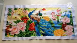 Tranh thêu chữ thập Chim công Như ý cát tường DV6269