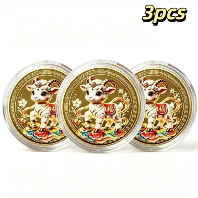 【TG】Year Of The Goat Souvenir Coins 2027 Zodiac Goat Collectible Coins New Year Gift Goat Metal Crafts Art Display Decor