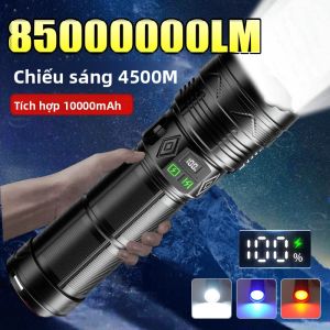 2025 Mạnh Nhất Siêu Sáng Đèn Pin Chiến Thuật 850000LM Tầm Xa 5KM Có Thể Phóng To 1500W Đèn Pin Cắm Trại Với Pin Sạc