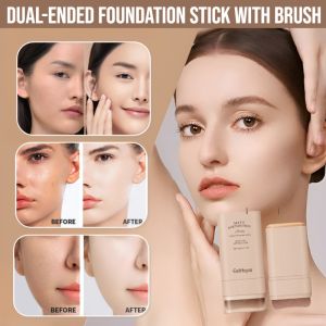 Dual-Ended Foundation Stick With Brush Smooth Creamy Makeup Stick Beauty Tools Brightening Oil Control Coverage