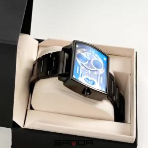 Sanda | SANDA Top Mens Watch Big Dial Three Time Stainless Steel Men Sports Digital Military Quartz Watch Alarm Clock Luminous Watch