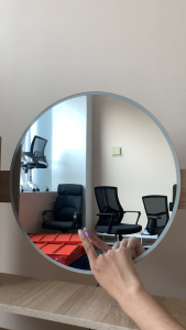 LUNARSOL Meja Rias LED Bulat Sensor Sentuh | Meja Tolet Rak 2 Laci Pintu Bangku MORA DT 801