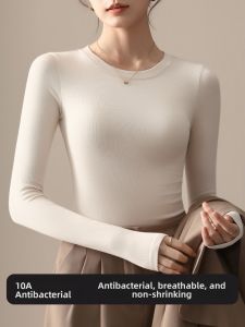 YAYANGREN | Áo Thun Cổ Trụ Dài Tay Co Dãn Kháng Khuẩn Cho Nữ