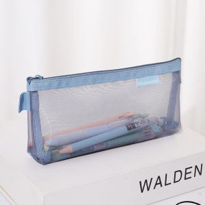 Minimalist Inverted Trapezoid Triangle Mesh Pencil Case Large Capacity Transparent Pencil Box Nylon Mesh Stationery Storage Bag