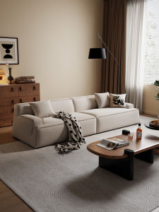 DONGMU | Bộ Sofa Gỗ Bọc Nỉ Da Đế Cho Phòng Khách Lớn Thiết Kế Tối Giản Lông Vũ Xù Xì