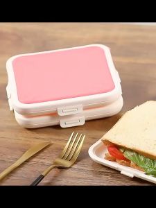 1PC Sandwich Crisper Holder Reusable Lunch Boxes Lunch Toast Shape For Kids And Adult Portable Snack Container