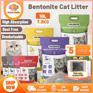 FOLOPETS 7.3KG/10L Bentonite Cat Litter Sand Premium Cat Litter Sand Eliminates Odor Lavender/Lemon/Charcoal/Coffee/Green Tea