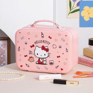 Sanrio | Sanrio Cosmetic Case Kuromi My Melody Cinnamoroll Hello Kitty Kawaii PU Leather Extra Large Makeup Bag With Mirror Storage