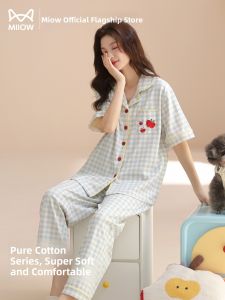Miiow | Pure Cotton Sleepwear Womens Short Sleeve Home Clothes Two-Piece Set Cat Person Official 2025 New Summer Autumn Collection