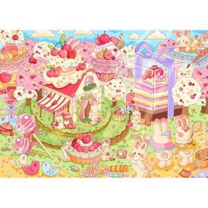 KAYOU | 5D DIY Diamond Painting Kit Cake Rabbit Artwork Cartoon Full Drill Rhinestone Mosaic Wall Decor Craft Kit Home Decor Gift