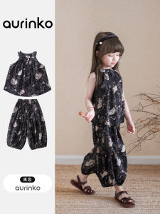 Girls Summer Outfit Hanging Neck Two-Piece Set Fashionable Childrens Clothing Korean Style Cotton Clothes for Little Girls