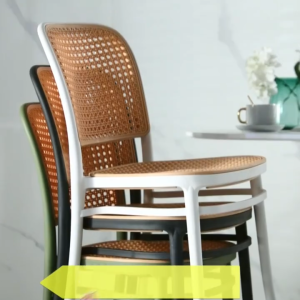 Orange เก้าอี้พลาสติกหวายเทียม สะดวกสบายและระบายอากาศได้ดี เก้าอี้พลาสติก เก้าอี้รับประทานอาหาร