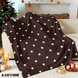 Beast Kingdom | Star Studded Dark Brown Winter Summer Flannel Blanket Throw Fleece Soft Fuzzy Plush Cozy Fleece Blankets for Sofa Ideal Gifts