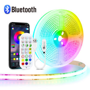 576LEDs/M RGB COB LED Strip Light Tape USB 5V APP Remote Control FOB Dimmable LED Light Ribbon For Game Room Decor