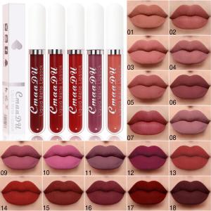 CmaaDu - sayu bibir baldu matte 18 warna cawan tidak melekat tahan lama untuk kosmetik mudah alih Gincu Lipstick Makeup Lipstik