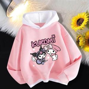 Spring Autumn Hoodie Girls Cartoon Print Thickened Warm Long Sleeve Childrens Clothing Hooded Sweatshirt for Middle Large Children
