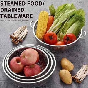 22.5cm Stainless Steel Double Ears Colander Strainer Big Strainer