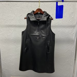Genuine Leather Casual Hooded Dress Sheepskin Loose Casual Sleeveless Vest Dress All-Matching A- line Skirt New Arrival Haining