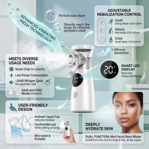 Digital Display Outdoor Portable Atomizer Kids Adult Emergency Device Nebulizer Silent Mesh Aid Kit Handheld Asthma Inhaler