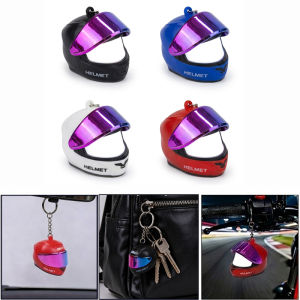 SEAMETAL Motorcycle Helmet Keychain Cool Mini Helmet Pendant with LED Night Light Car Key Chain Key Ring Bag Charm