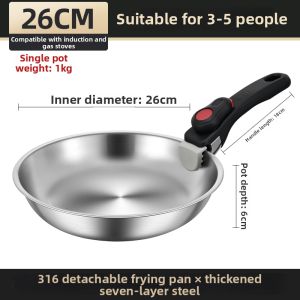 RONGCHUAN | Stainless Steel Non-Coating Removable Handle Frying Pan Set