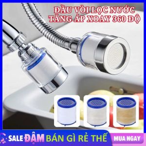 Vòi Lọc Nước Rửa Bát Xoay 360 Độ - Đầu Lọc Nước Kèm Lõi Bông Lọc Cặn Bẩn Và Tạp Chất An Toàn Cho Sức Khoẻ - Đầu Vòi Tăng Áp Lực Nước Thế Hệ Mới