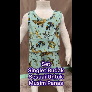 PLAYSET SINGLET BUDAK LELAKI SINGLET BUDAK PEREMPUAN KIDS SINGLET SETS BAJU BUDAK BRAND TW 100% COTTON KIDS SLEEVELESS