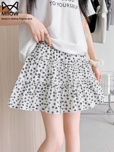 miiow | Floral A-Line Mini Skirt Womens High Waist Cake Skirt Summer 2025 New Style Slimming Half-length Skirts Catman Brand