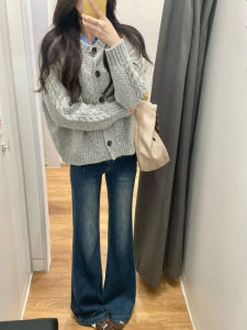 High Waist Bell Bottom Denim Jeans Womens Vintage Washed Slimming Distressed Casual Straight Leg Jeans Long Length