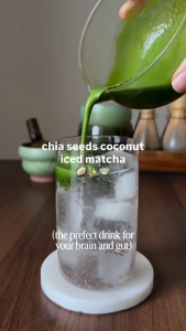 Matcha Coconut Chia Seed Drink High Fiber Healthy Diet Drink Keeps You Full Longer Natural Energy