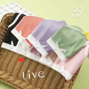 Womens underwear summer fashion Korean style pure cotton striped one-piece bow breathable push-up underwear