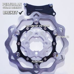 PIRINGAN CAKRAM DEPAN LEBAR 260MM VIETNAM + BREKET COPY GALFER MOTOR BEAT/VARIO/GENIO/SCOOPY/SPACY