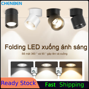CHENBEN Đèn LED Downlight Có Thể Gập Lại 3 Màu Thay Đổi Đèn Ốp Trần Spotlight Xoay 360° 7w 10w 15W COB Nhôm Theo Dõi Đèn Cho Căn Phòng Khách Phòng Bếp Cửa Hàng Bảo Hành Một Năm