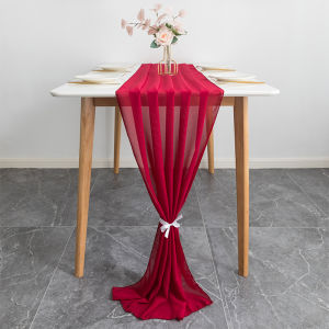 1PCS Chiffon Table Runner 70*300cm Romantic Table Runner for Wedding Birthday Party Bridal Valentines Day Table Decoration