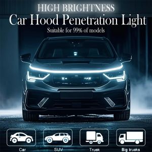 1pc Dynamic meteor Led Car Hood Lights Strip Universal Engine Hood Guide Decorative Light Bar Auto Headlights Car Running Light