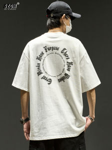 White T-Shirt Mens American Hip Hop Letter round Neck Half Sleeve Casual Summer Short Sleeve Cotton Fashion Brand SZON