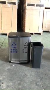 Thùng rác inox 2 ngăn nắp đậy kín có trợ lực 18L cho phòng bếp văn phòng gia đình nhà tắm phòng khách VHP-YS-HPB-101