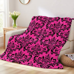 Beast Kingdom | Pink Damask Flannel Luxury Blanket Lightweight And Comfortable Woolen Blanket Ultra-Fine Fiber