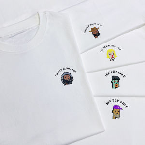 Áo Thun Cotton Nam Tay Ngắn in Họa Tiết NFT Mùa Hè Rộng Rãi Thường Ngày Phong Cách Nhật Bản Hong Kong Cổ Nhỏ