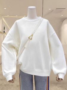 XINDADANG | Round Neck White Hoodie Loose Style Thermal Thick Oversized Top